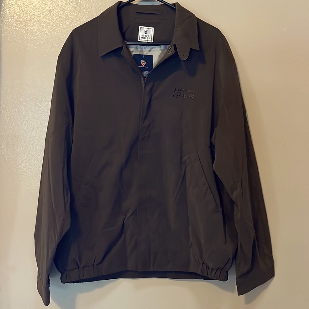 US Open USTA Peter Millar Ultrafine Microfiber Windbreaker Jacket Almond Large